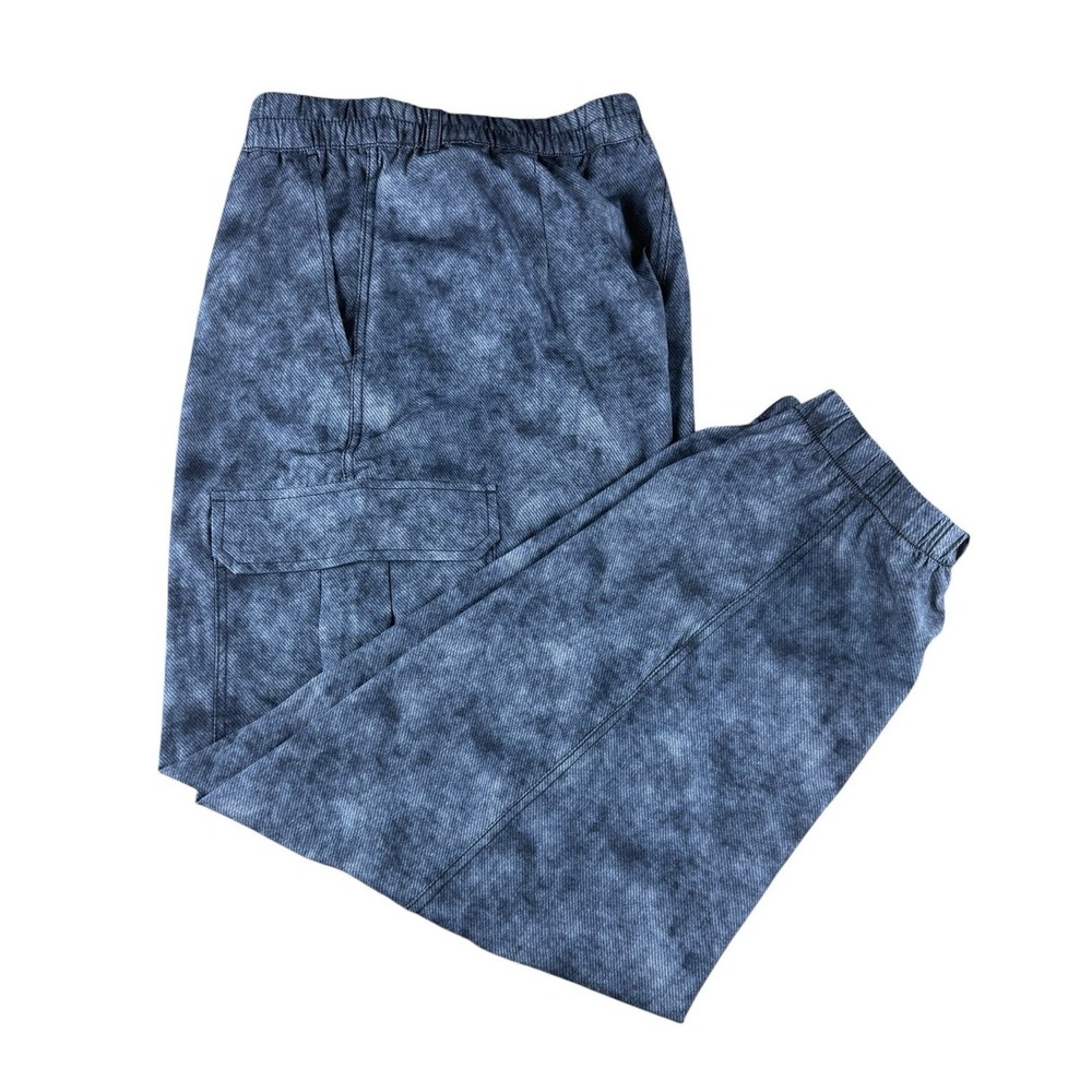 Halara Womens Cargo Jogger Pants Blue Acid Wash Stretch Casual Size L - Picture 2 of 13